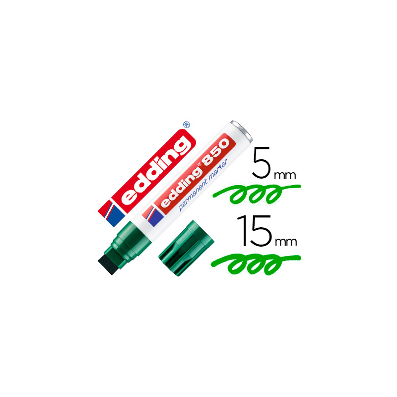 Rotulador edding marcador permanente 850 verde punta biselada 5-15 mm recargable