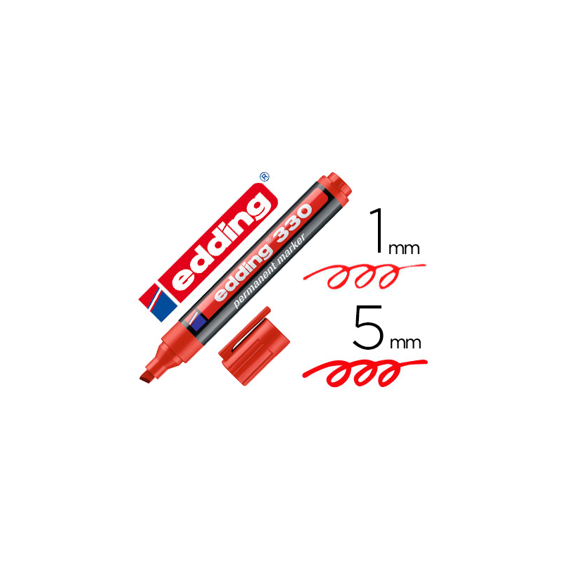 Rotulador edding marcador permanente 330 rojo punta biselada 1-5 mm recargable
