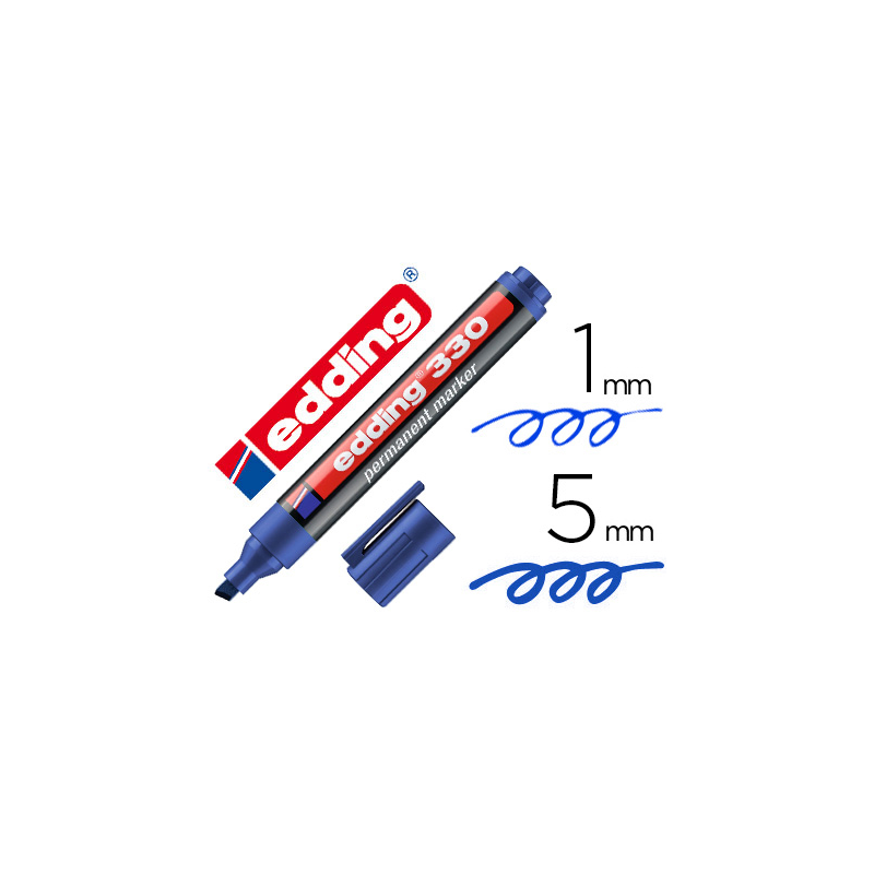 Rotulador edding marcador permanente 330 azul punta biselada 1-5 mm recargable