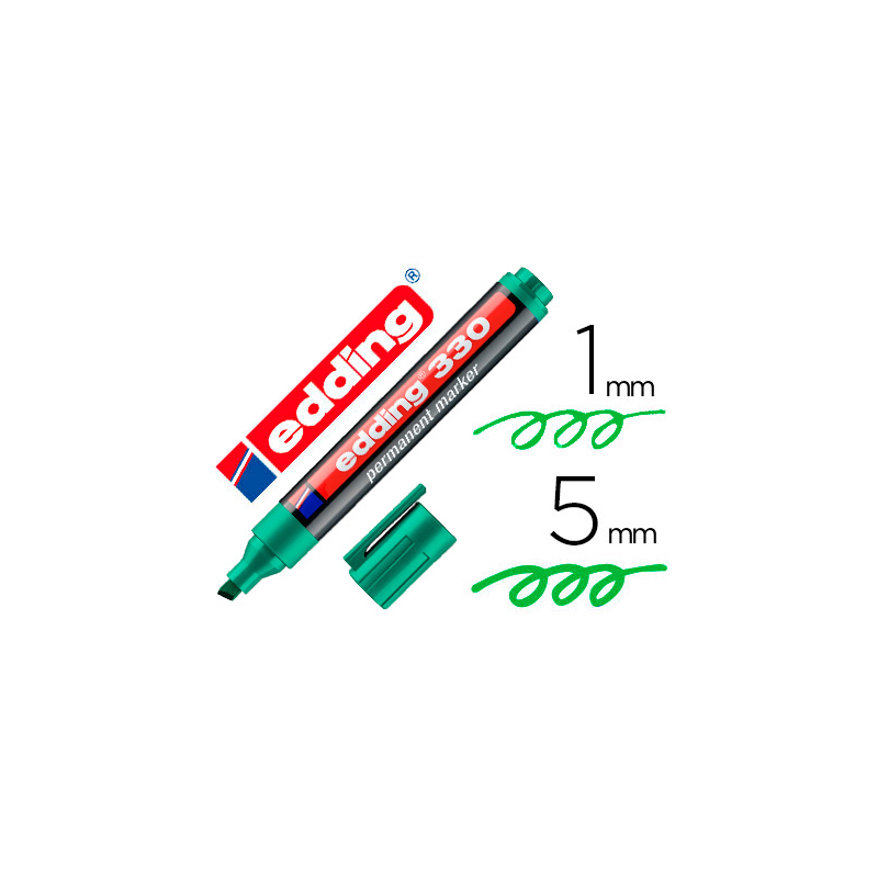 Rotulador edding marcador permanente 330 verde punta biselada 1-5 mm recargable