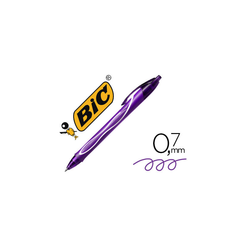 Boligrafo bic gelocity quick dry retractil tinta gel purpura punta de 0,7 mm