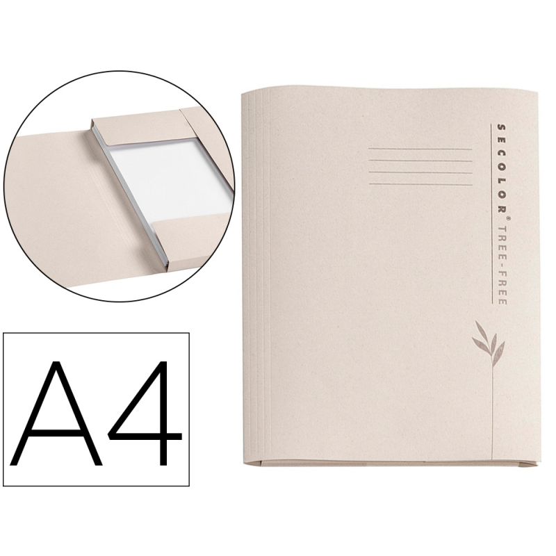 Subcarpeta cartulina djois 100% ecologica 226 g/m2 din a4 tres solapas color crema pack de 10 unidades