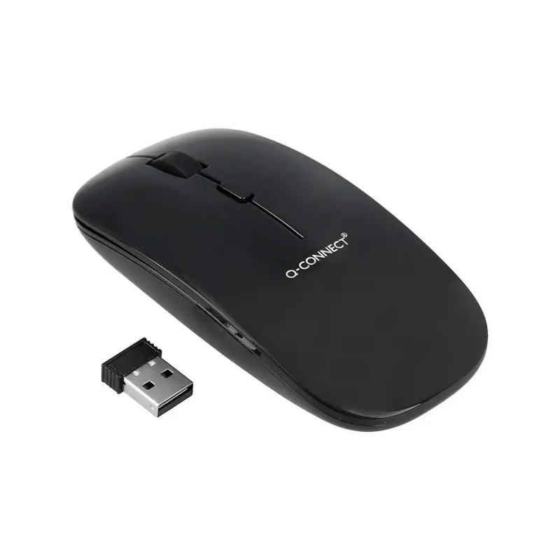 Raton q-connect optico inalambrico silencioso dpi 800/1200/1600 pilas aaa negro