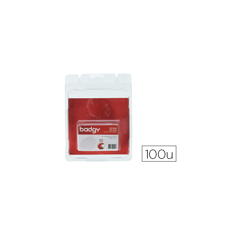 Tarjeta pvc para impresora badgy grosor 0,50 mm pack de 100 unidades
