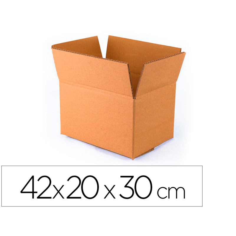 Caja para embalar q-connect americana ultra resistente carton reciclado canal doble 7mm color kraft 420x200x300 mm