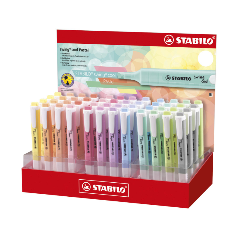 Rotulador stabilo fluorescente fino swing cool pastel expositor de 48 unidades colores surtidos