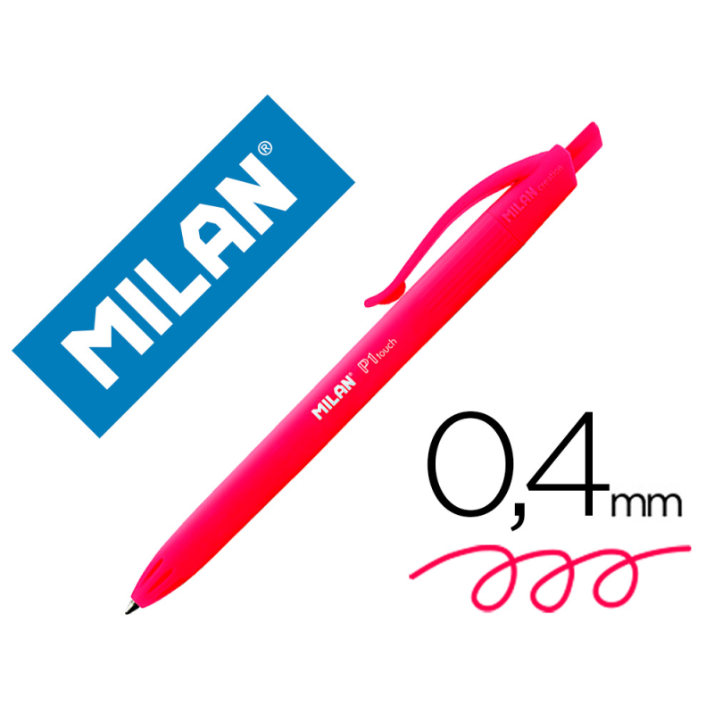 Boligrafo milan p1 retractil 1 mm touch rojo