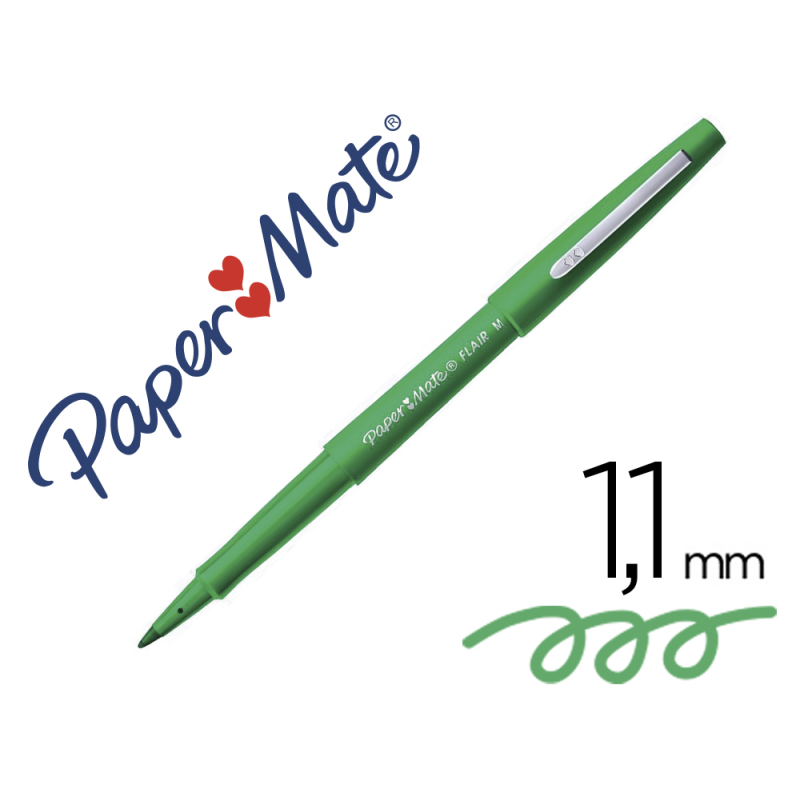Rotulador paper mate flair original punta fibra verde