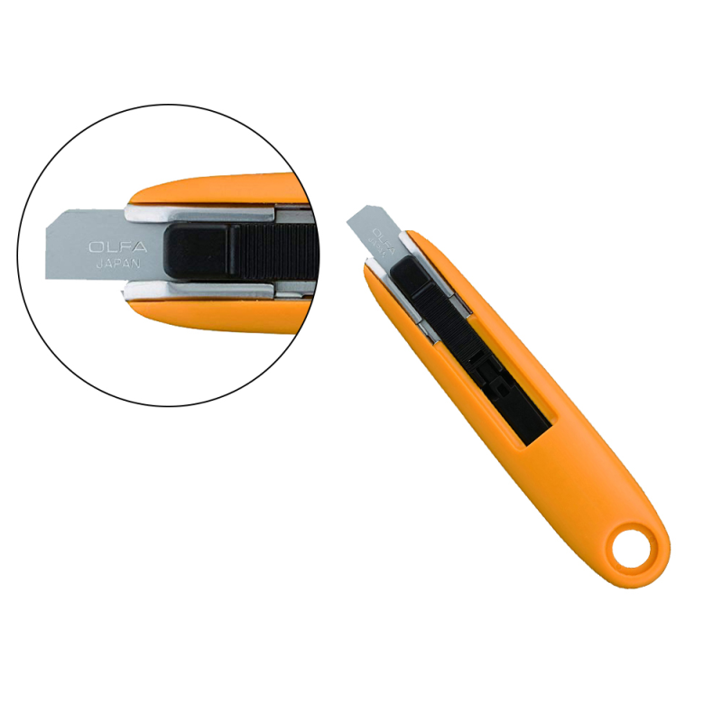 Cortador de seguridad olfa cuchilla ancha 12,5mm formato compacto con cuerpo de acero inoxidable
