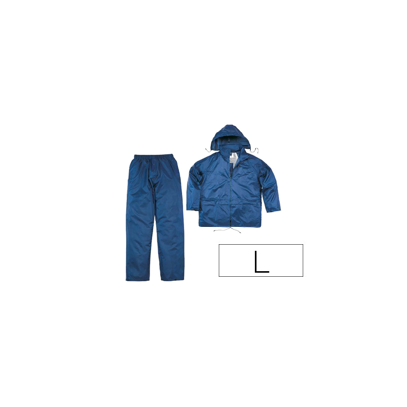 Conjunto de lluvia deltaplus 400 poliester/pvc azul marino talla l
