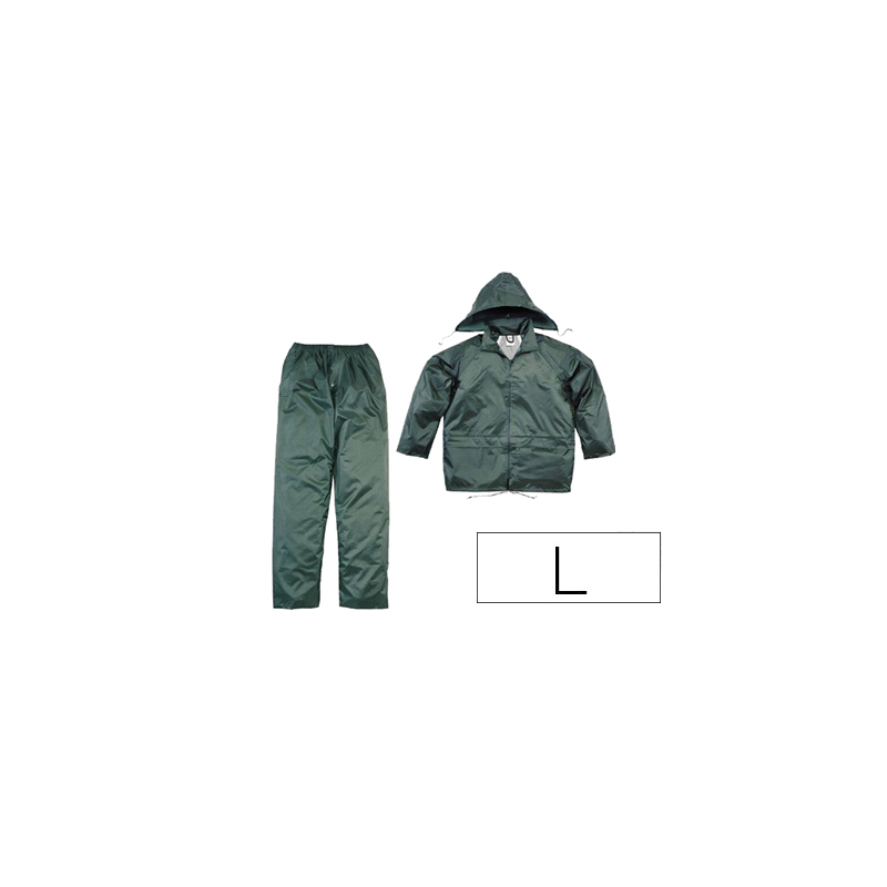 Conjunto de lluvia deltaplus 400 poliester/pvc verde talla l