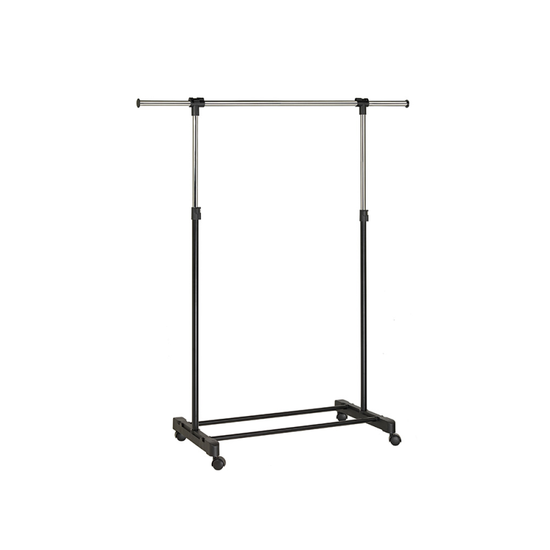 Perchero unilux extensible con 4 ruedas giratorias ajustable altura negro/cromado 80/150 x