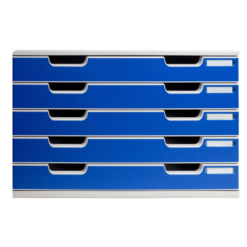 Modulo cajones sobremesa exacompta system 5 cajones poliestireno din a3 azul/gris 350x288x320 mm