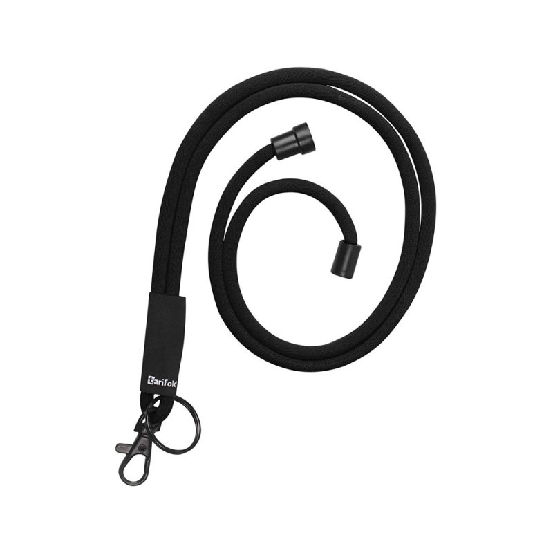 Cordon colgante para identific ador djois textil con llave ro y mosqueton 43 cm negro pack de 10 unidades
