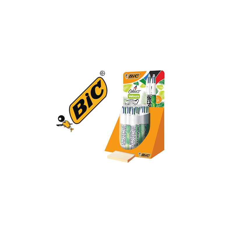 Boligrafo bic cuatro colores velours expositor de 30 unidades surtidas 230x125x149 mm