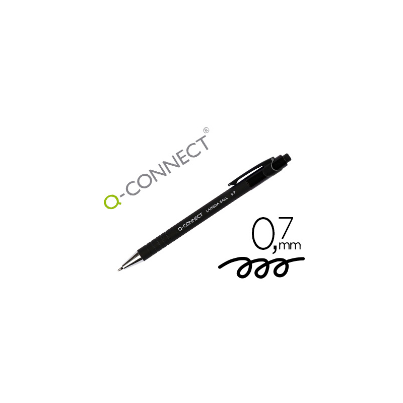 Boligrafo q-connect retractil con grip 0,7 mm color negro