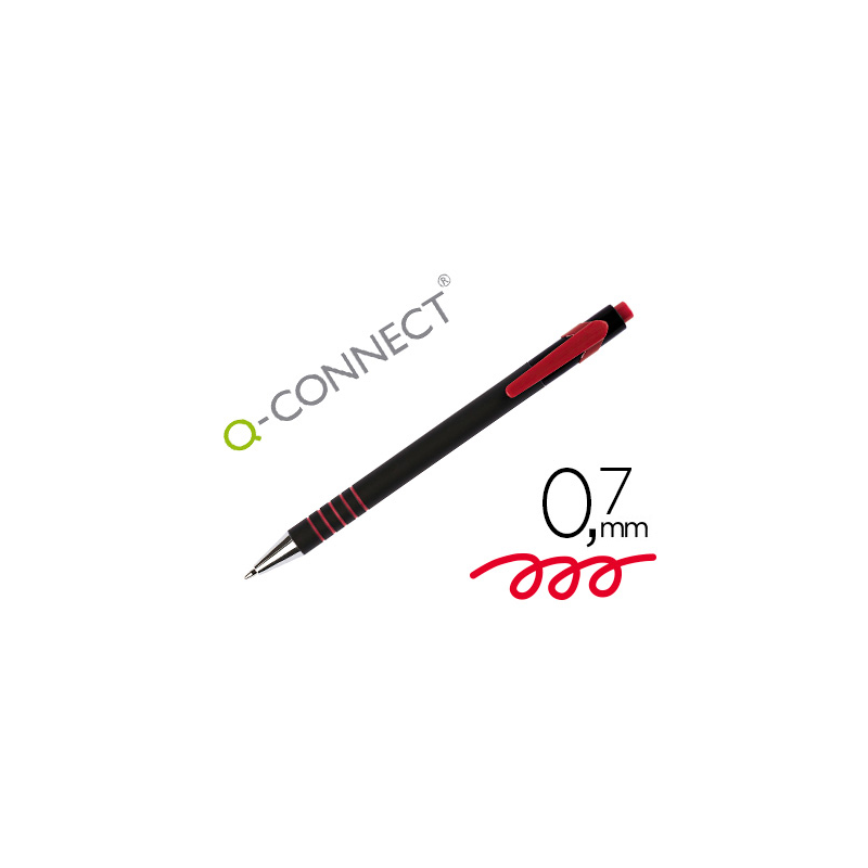 Boligrafo q-connect retractil con grip 0,7 mm color rojo