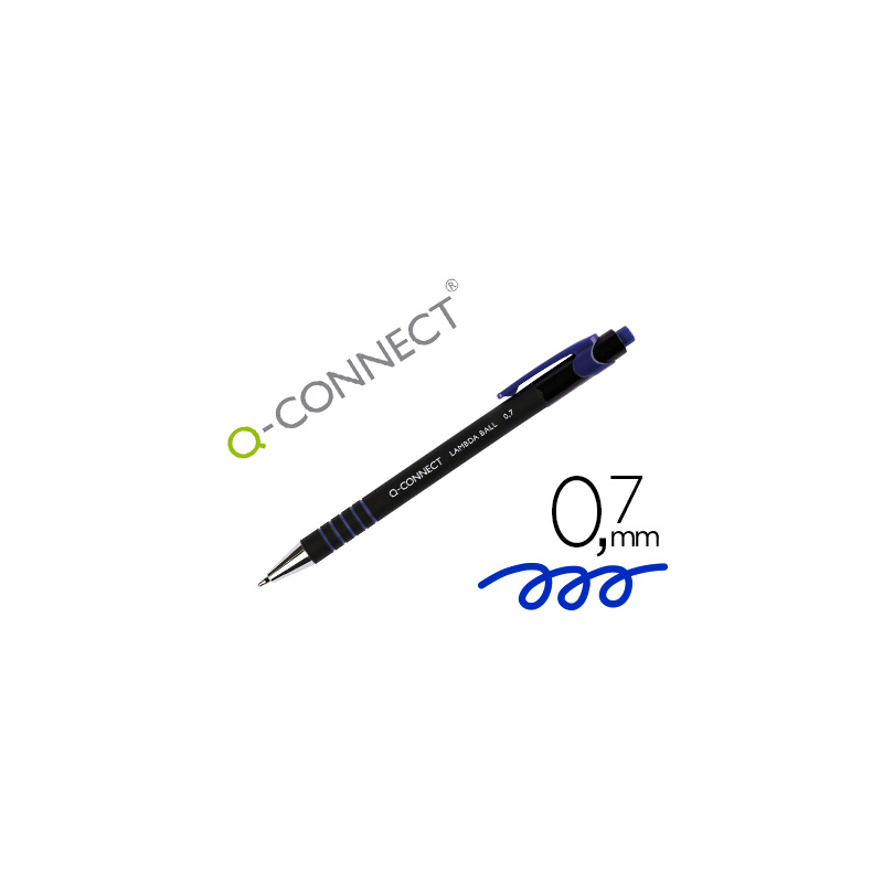 Boligrafo q-connect retractil con grip 0,7 mm color azul
