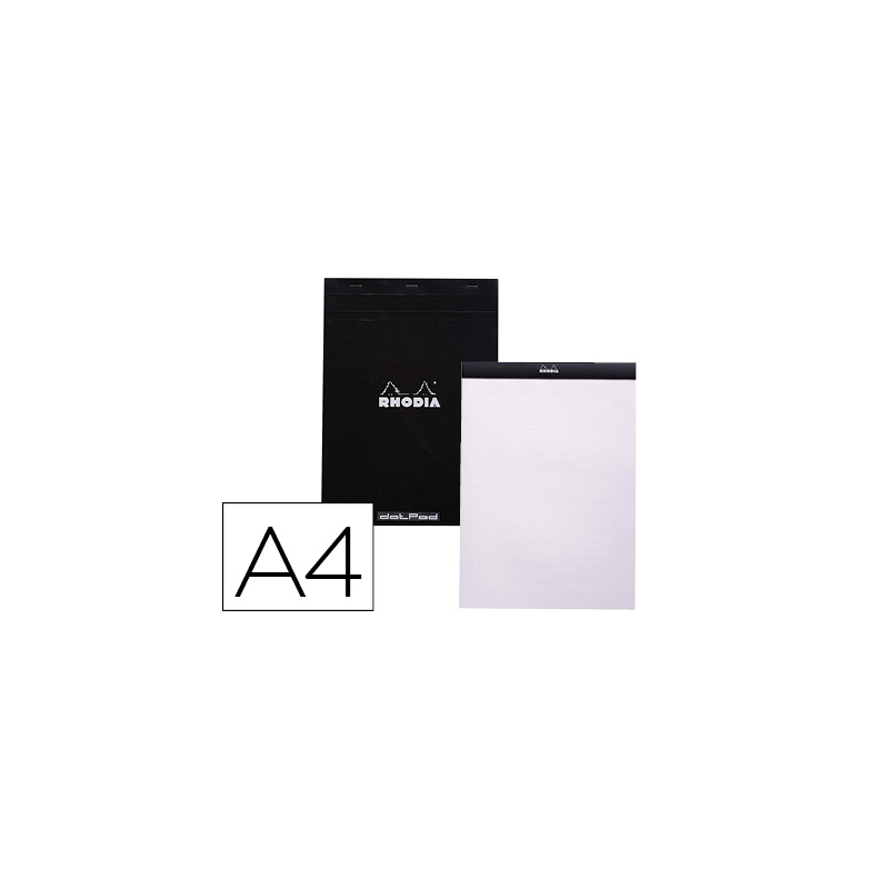 Bloc nota rhodia black dot pad din a4 80 hojas 80 g/m2 liso con puntos negros 5 mm perforado