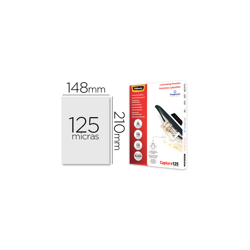 Bolsa de plastificar fellowes brillo din a5 125 mc pack 100 unidades