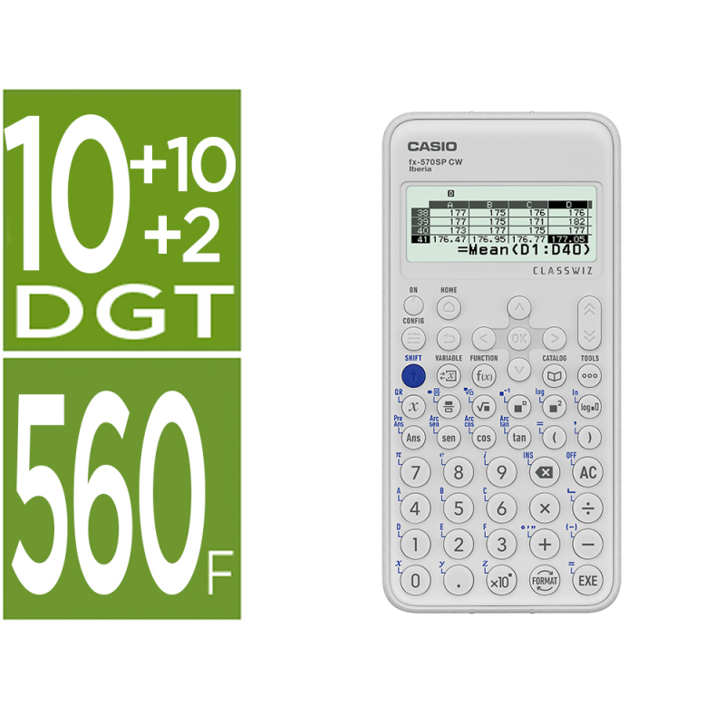 Calculadora casio fx-570sp classwiz iberia cientifica 560funciones 9 memorias 10+2 digitos 5 idiomas con tapa