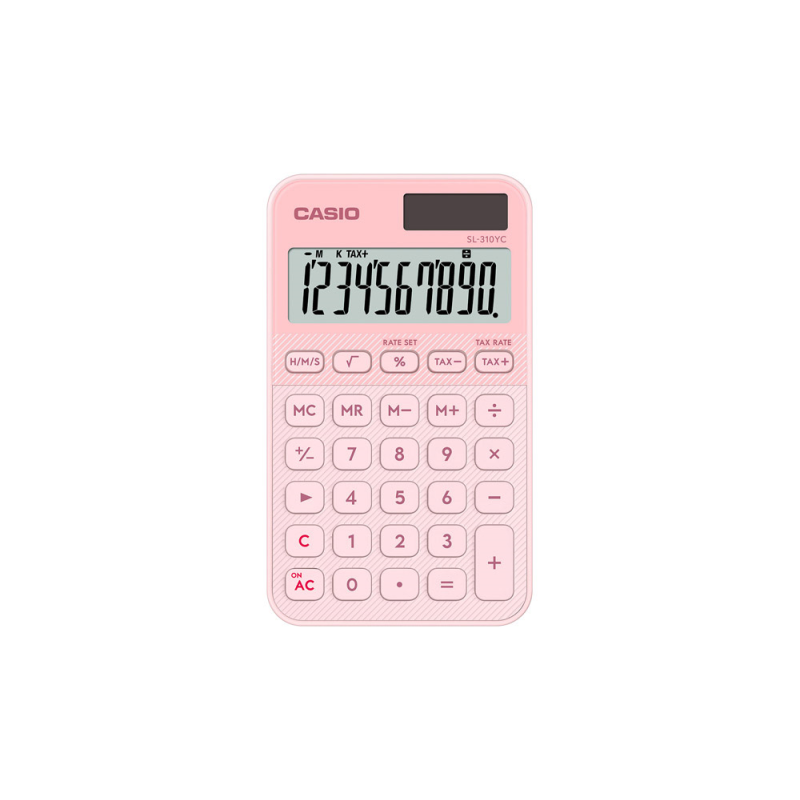 Calculadora casio sl-310uc-pk bolsillo 10 digitos tax +/- tecla doble cero color rosa