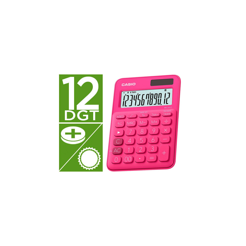 Calculadora casio ms-20uc-rd sobremesa 12 digitos tax +/- color fucsia