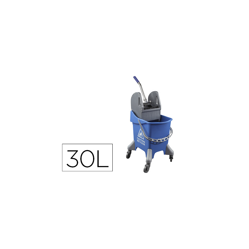 Carro de limpieza con bastidor y escurridor con 4 ruedas 32 l azul 455x370x970 mm