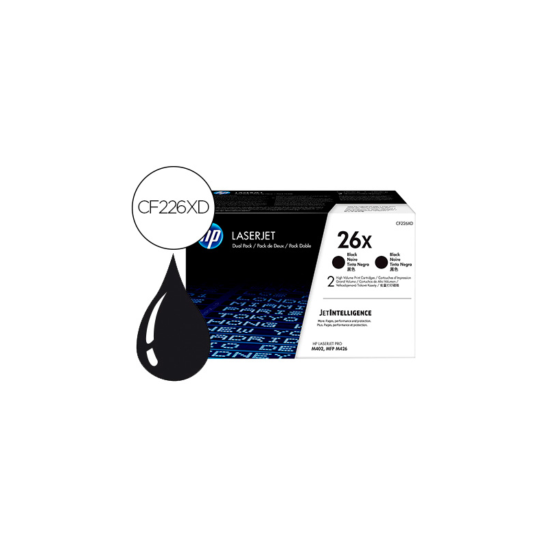 Toner hp laserjet pro 26x m402 mfp m426 negro pack de 2 unidades 9000 paginas