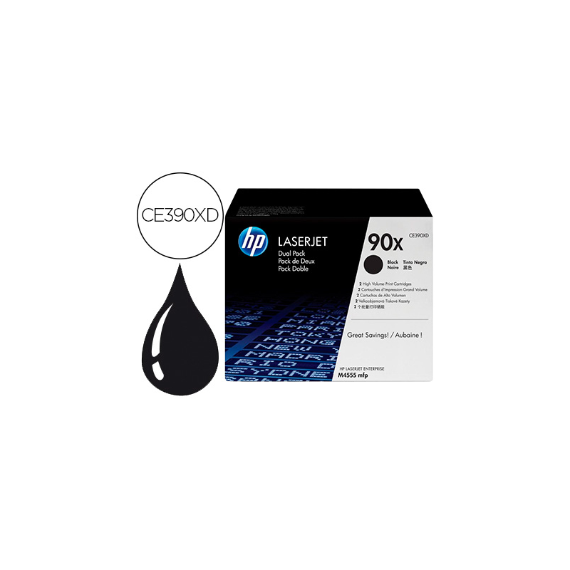 Toner hp laserjet 90x enterprise m4555mfp negro pack de 2 unidades 24000 paginas