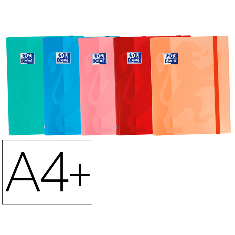 Carpeta de gomas oxford school din a4+ con solapas tapa extradura colores tendencias surtido