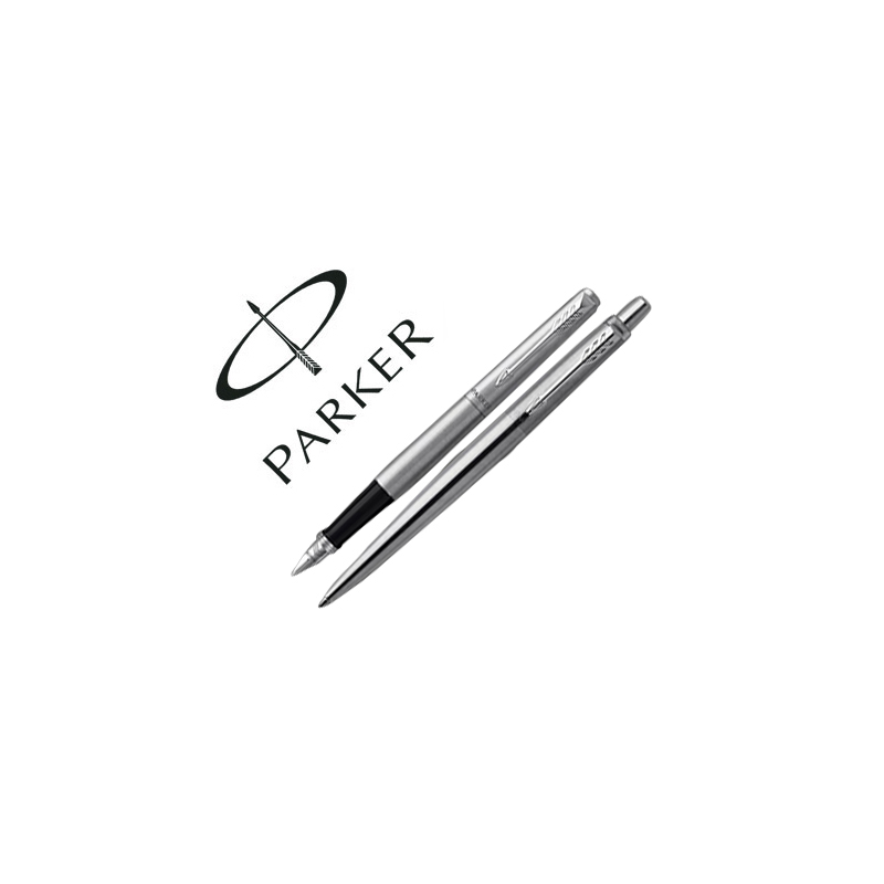 Juego parker duo jotter acero ct boligrafo + pluma