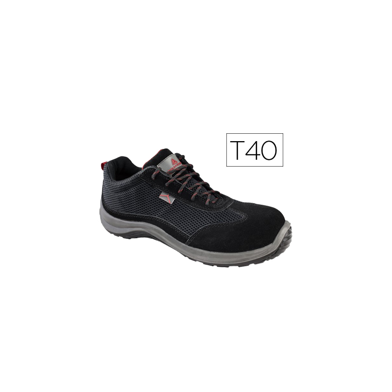 Zapatos de seguridad deltaplus asti piel de serraje afelpado suela de composite negro talla 40