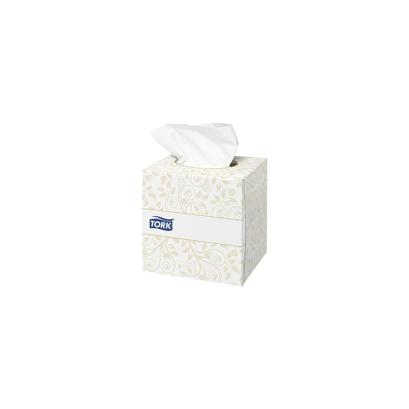 Pañuelos faciales tork extrasuaves 2 capas 20,9x20 cm caja cubo de 100 unidades
