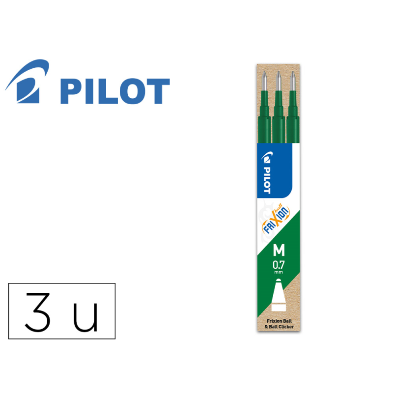 Recambio boligrafo pilot frixion ball verde caja de 3 unidades