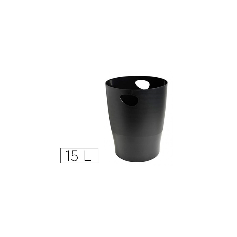 Papelera plastico exacompta ecoblack negro 15 litros