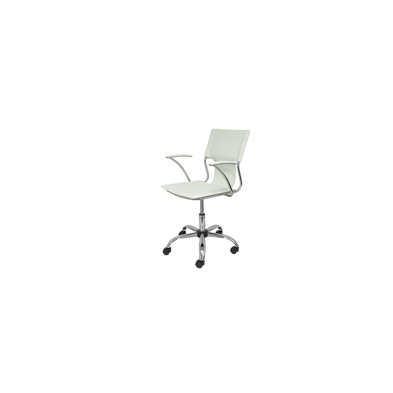 Silla giratoria pyc respaldo medio regulable en altura similpiel blanca 860+90x480x440 mm