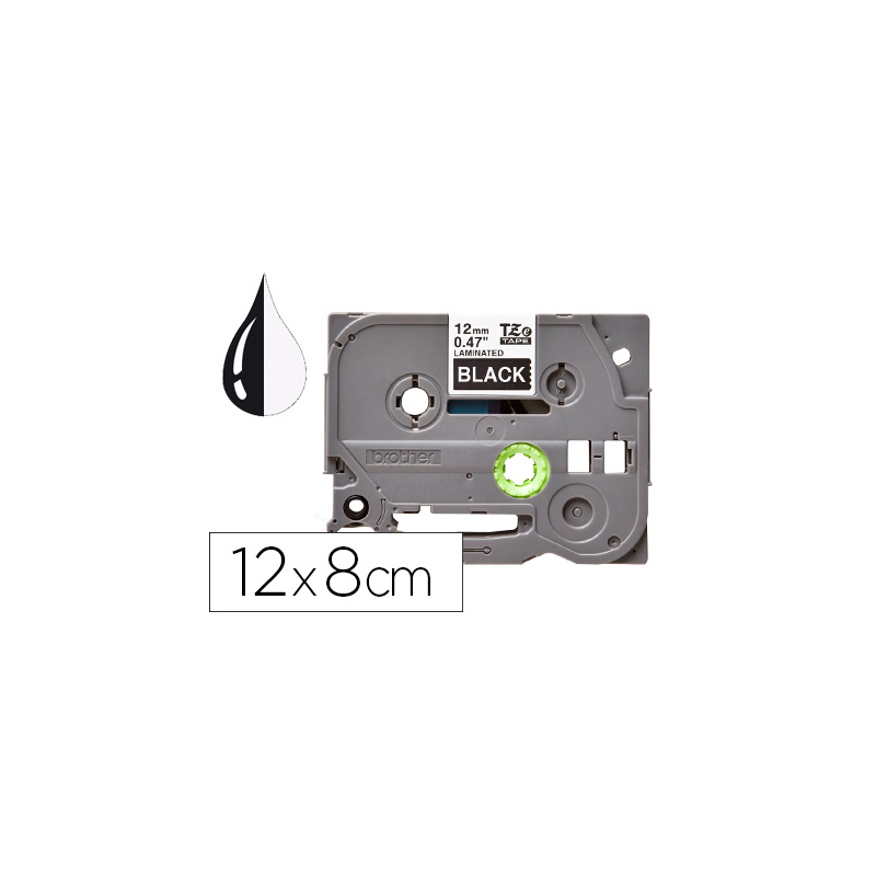 Cinta q-connect tze-335 blanco-negro 12mm longitud 8mt