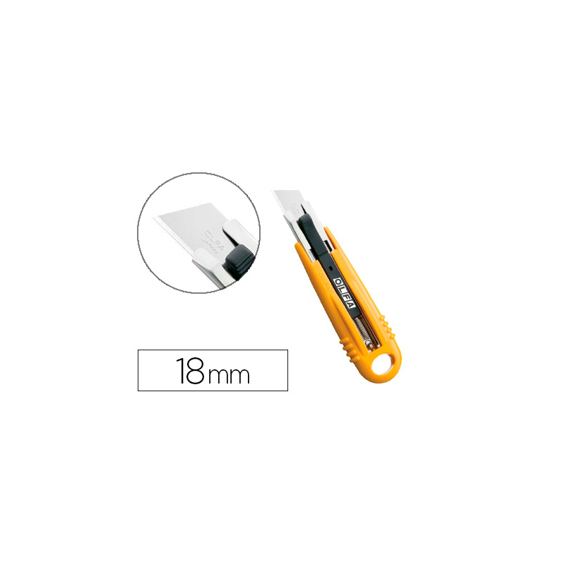 Cutter de seguridad cuchilla ancha 18 mm cuerpo acero inoxidable recubierto resina abs
