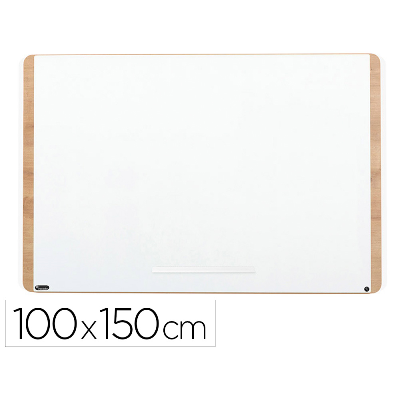 Pizarra blanca rocada lacada magnetica tablero color roble 100x150 cm