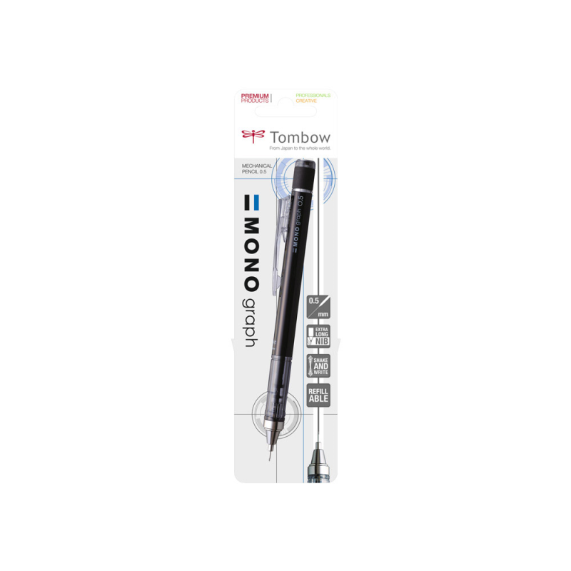 Portaminas tombow con clip mono graph profesional 0,5 mm color negro