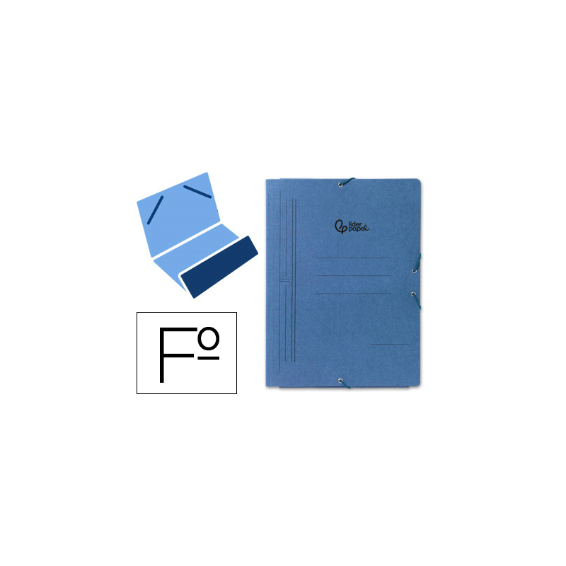 Carpeta liderpapel gomas folio bolsa carton pintado azul