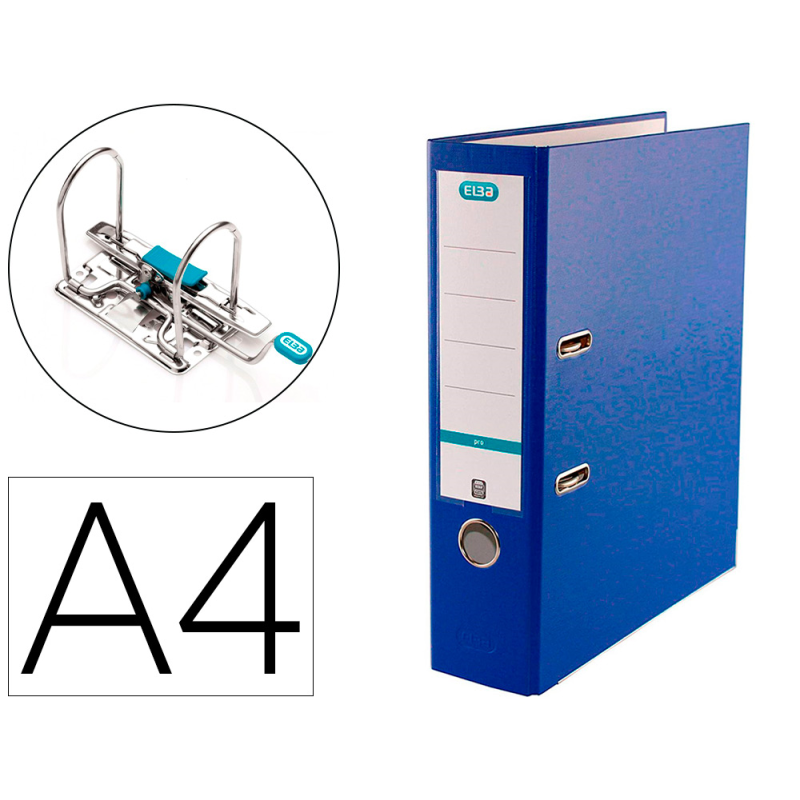 Archivador de palanca elba top carton compacto polipropileno con rado din a4 lomo de 80 mm azul