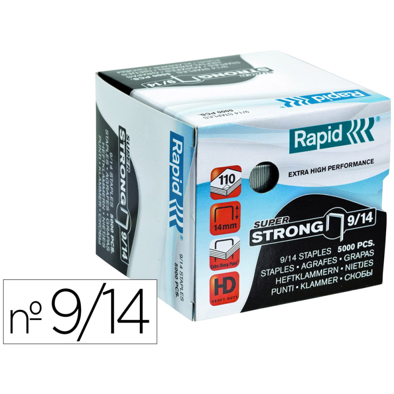 Grapas rapid super strong galvanizadas nº 9/14 caja de 5000 unidades