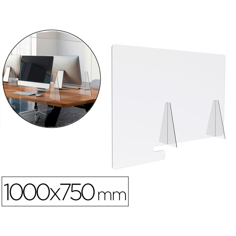 Pantalla de proteccion archivo 2000 sobremesa metacrilato transparente 1000x750 mm