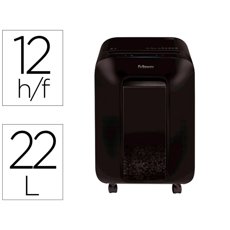 Destructora de documentos fellowes lx-200 capacidad de corte 12 h seguridad p4 destruye grapas clips y