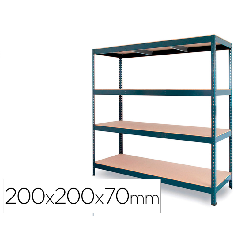 Estanteria metalica ar stocker 200x200x70 cm 4 estantes 450 kg por estante bandeja de madera sin tornillos