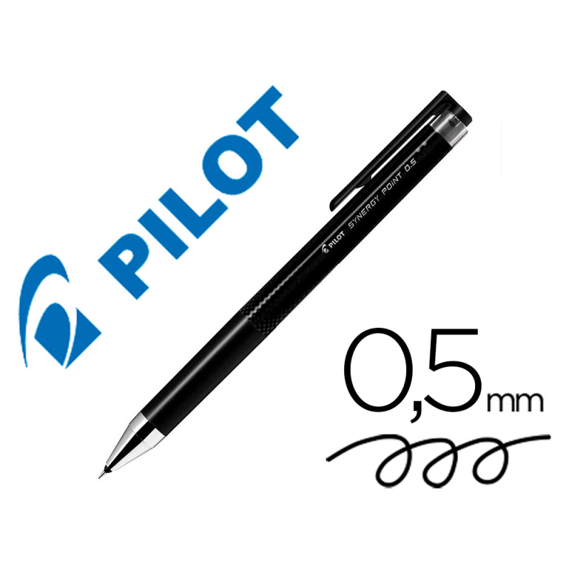 Boligrafo pilot synergy point retractil sujecion de caucho tinta gel 0,5 mm negro
