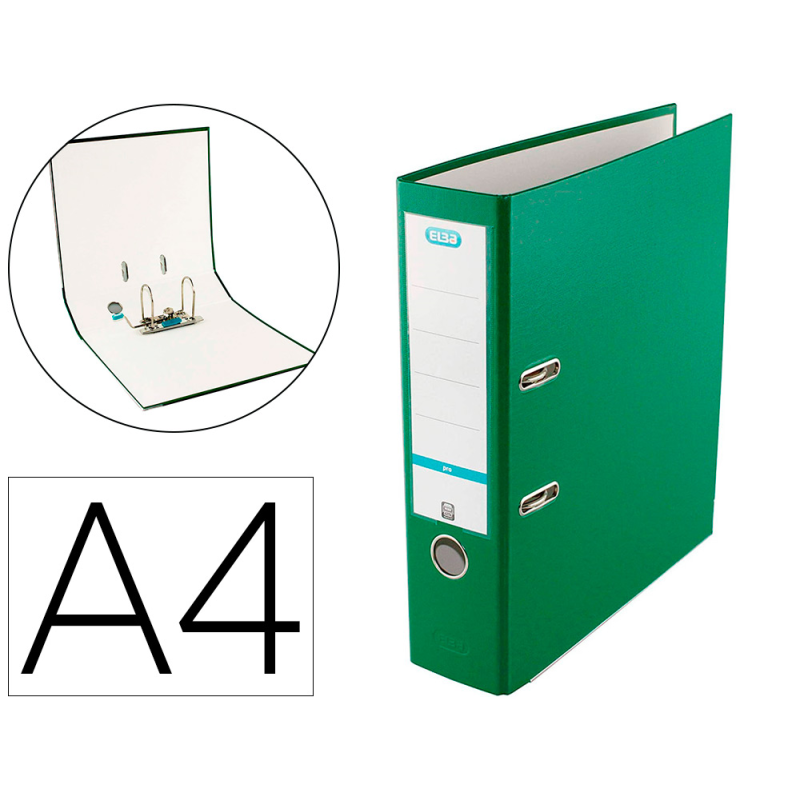 Archivador de palanca elba top carton compacto polipropileno con rado din a4 lomo de 80 mm verde