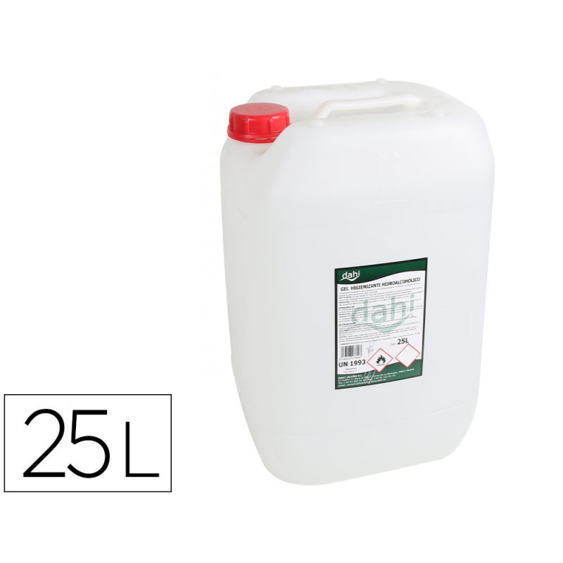 Gel hidroalcoholico higienizante dahi para manos garrafa de 25 litros